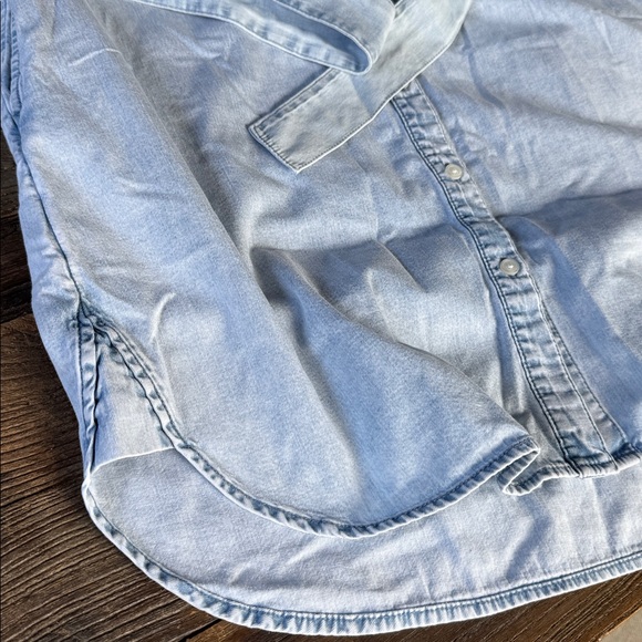 Gap chambray poof sleeved midi dress with pockets eUC size L - Picture 8 of 12